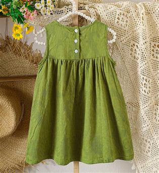 27202234-پیراهن دخترانه حلقه ای زیر یقه طرح گل