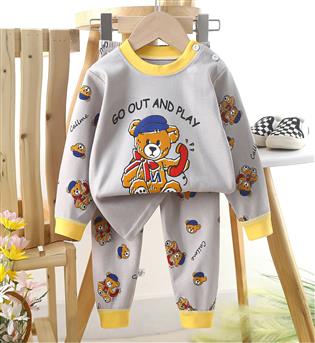 14202521-بولوز و شلوار منزلی طرح خرس با تلفن GO OUT AND PLAY