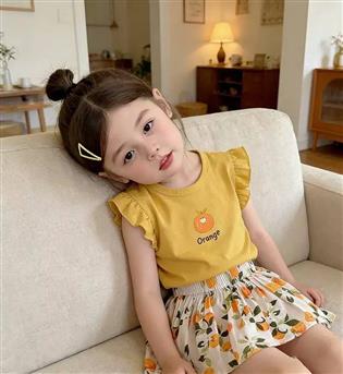 34203346-دو تیکه تاپ با شلوارک چیندار طرح پرتغال ORANGE