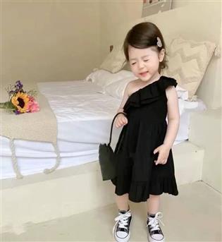 21203320-پیراهن دخترانه چیندار تک حلقه آستین