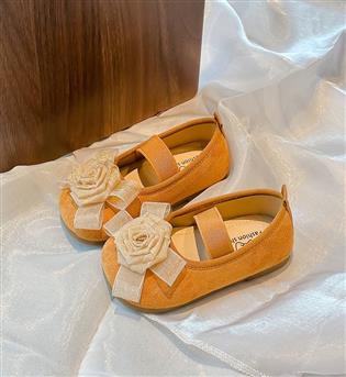 26300166-کفش عروسکی جلو طرح گل برجسته