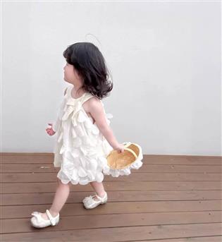 38202111-پیراهن دخترانه حلقه ای یقه چسبون پولکی