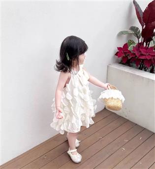 38202111-پیراهن دخترانه حلقه ای یقه چسبون پولکی