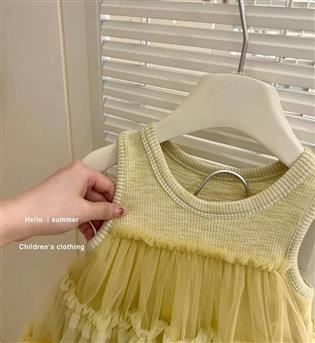 29203377-پیراهن دخترانه حلقه ای چیندار تور 