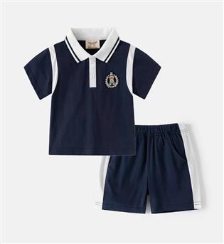 27203422-دو تیکه تیشرت یقه دار با شلوارک طرح خرس نشسته WELL KIDS