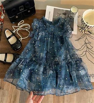 28203453-پیراهن دخترانه حلقه ای تور ابرو بادی