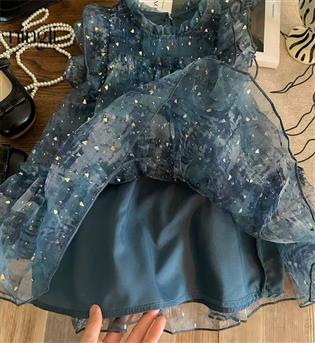 28203453-پیراهن دخترانه حلقه ای تور ابرو بادی