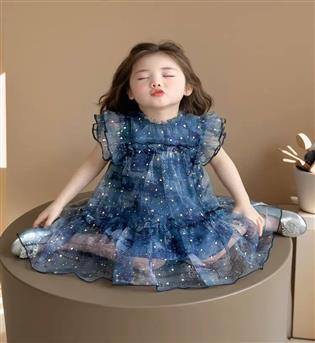 28203453-پیراهن دخترانه حلقه ای تور ابرو بادی