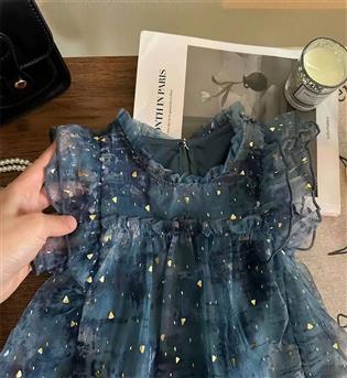 28203453-پیراهن دخترانه حلقه ای تور ابرو بادی