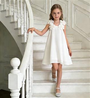 28203454-پیراهن دخترانه حلقه ای رو بند حلقه دو گل برجسته