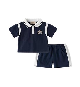 27203422-دو تیکه تیشرت یقه دار با شلوارک طرح خرس نشسته WELL KIDS