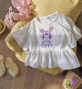 17203492-تیشرت دخترانه طرح خرگوش happy