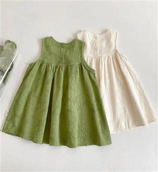 27202234-پیراهن دخترانه حلقه ای زیر یقه طرح گل