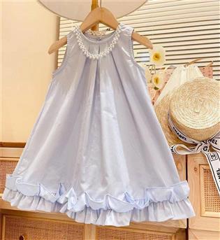 24202960-پیراهن دخترانه حلقه ای طرح پایین چین