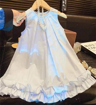 24202960-پیراهن دخترانه حلقه ای طرح پایین چین