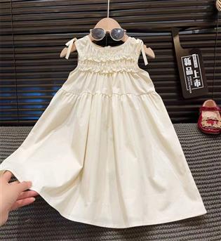 28202961-پیراهن دخترانه حلقه ای جلو چین سرشونه پاپیون