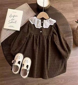 50203632-پیراهن دخترانه یقه دانتل 