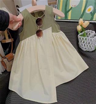 28202997-پیراهن دخترانه حلقه ای جلو برش مورب