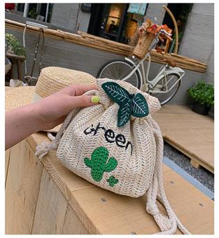 7100031-کیف حصیری طرح کاکتوسGREEN