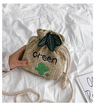 7100031-کیف حصیری طرح کاکتوسGREEN