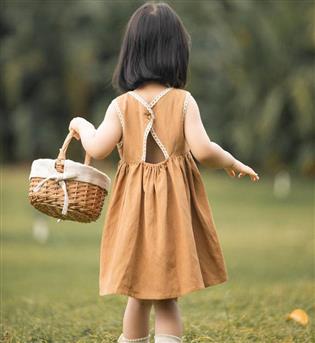 30202245-پیراهن دخترانه حلقه ای گلدوزی گل