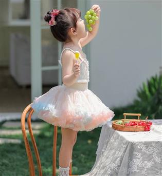 34202584-دامن پفی چیندار رنگی