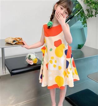 25202758-پیراهن دخترانه حلقه ای طرح دایره رنگی