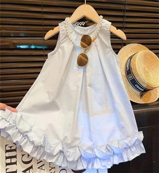 24202960-پیراهن دخترانه حلقه ای طرح پایین چین