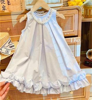 24202960-پیراهن دخترانه حلقه ای طرح پایین چین