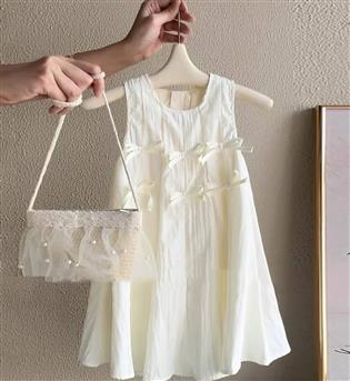 26202964-پیراهن دخترانه حلقه ای جلو پاپیون